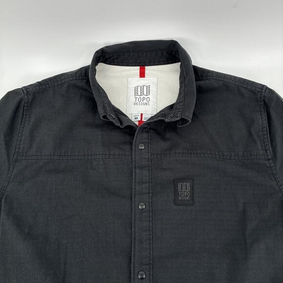 Topo Designs Field Jacket Men Medium Black Snap Button Utility Chore Outdoors - Picture 3 of 16